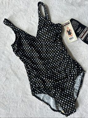 Nwt Miraclesuit Kirkland One Piece Polka Dot Pinup Girl Shapewear Swim Suit 8